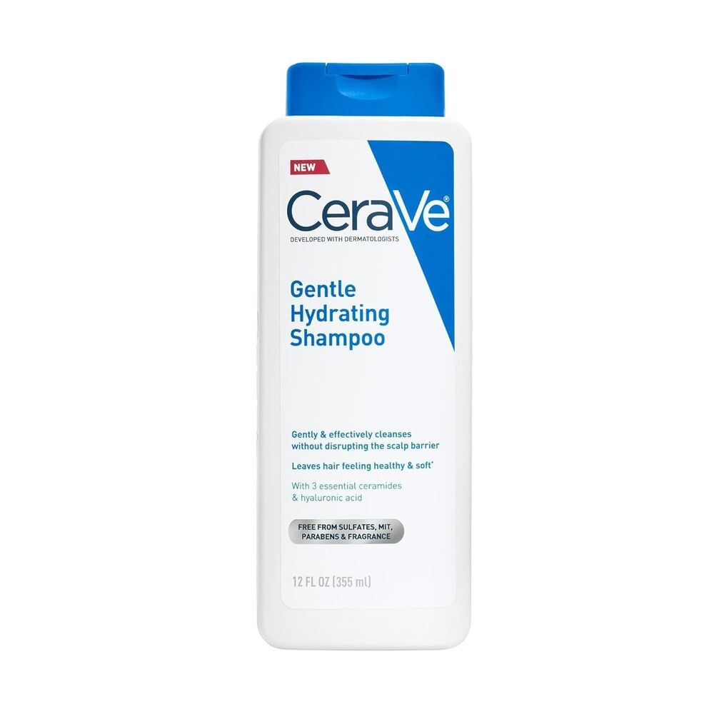 CeraVe Gentle Hydrating Shampoo Ceramides Hyaluronic Acid White All Hair 12 oz